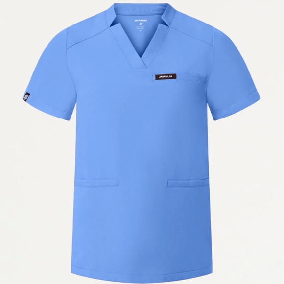 Jaanuu • Helia 3-Pocket Ceil Blue Scrub Top - M - Picture 3 of 14